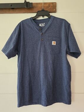 Carhartt Men’s Navy Short-Sleeve Henley with Pocket Medium